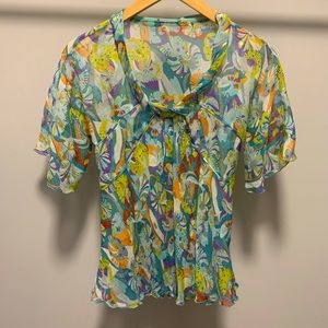 Armani Exchange blouse with shimmery gold detail, size XS